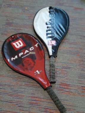 Wilson Red and Black Impact Tennis Paddle Set